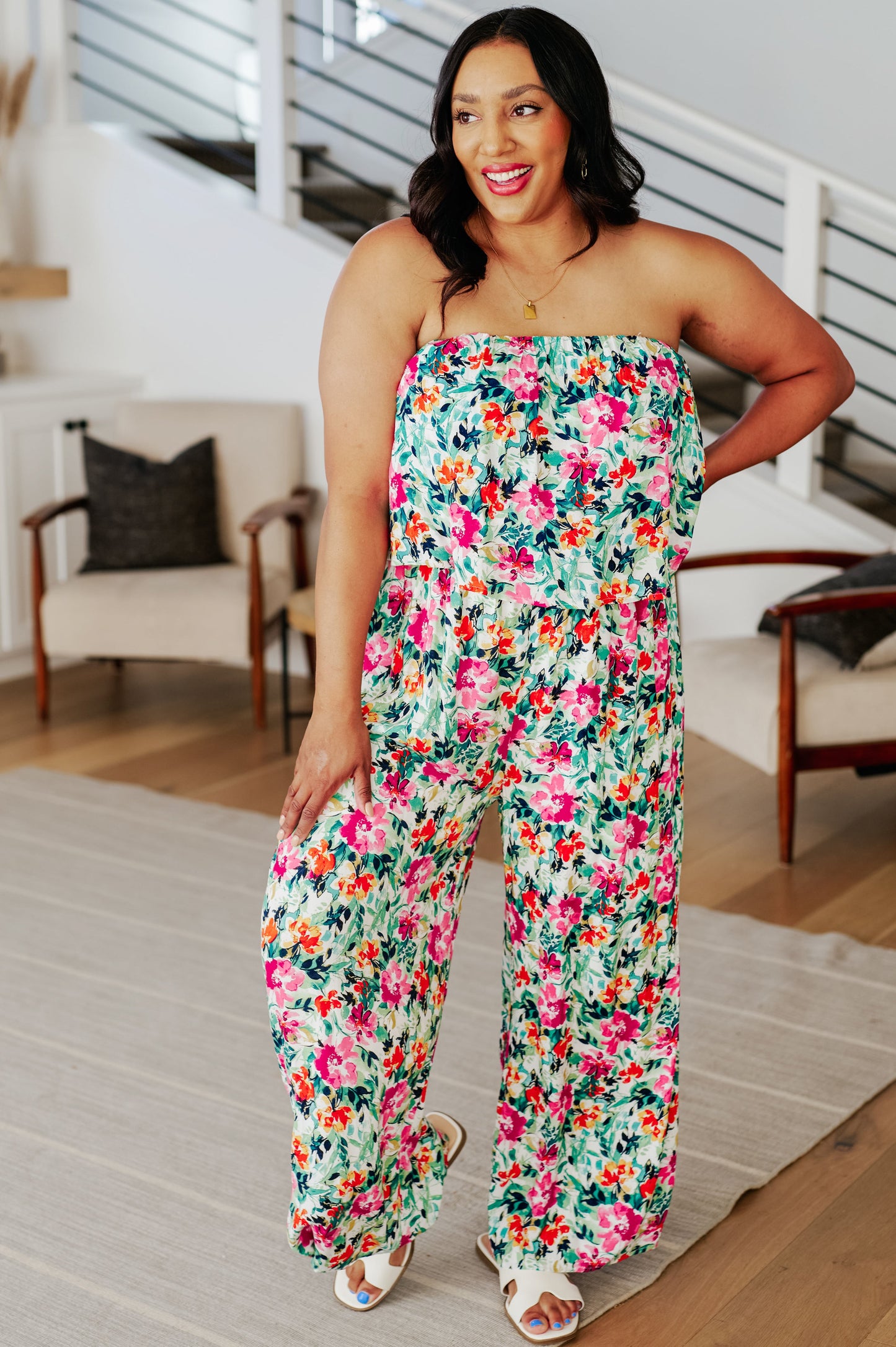 Andrée by Unit Life of the Party Floral Jumpsuit in Green