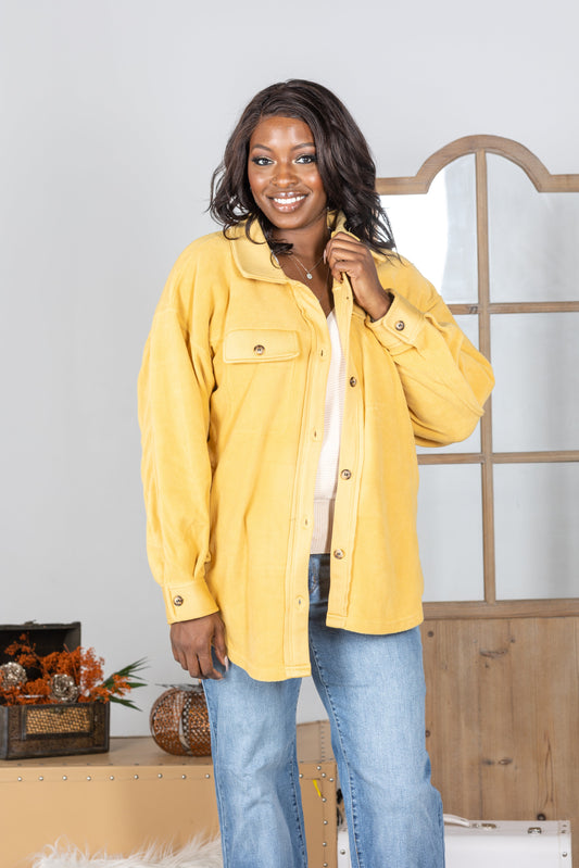 Baby It's Cold Outside - Mustard Shacket - G Marie's Boutique 