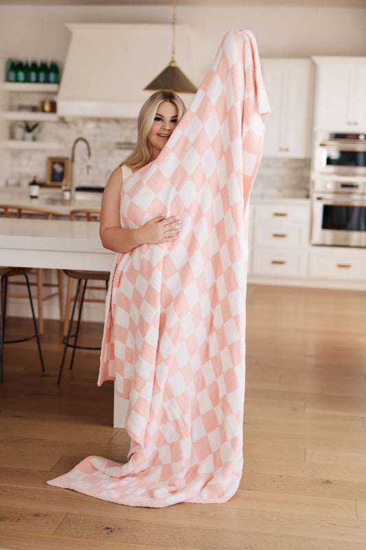 Penny Blanket Single Cuddle Size in Pink Check - G Marie's Boutique 
