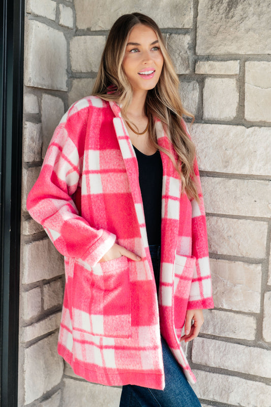 Passion in Plaid Coat in Pink - G Marie's Boutique 