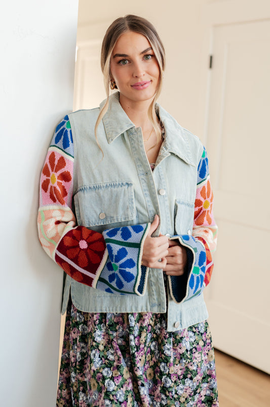 Something Better Knit and Denim Jacket - G Marie's Boutique 