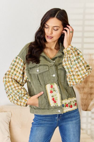 POL Embroidered Button Down Raw Hem Shacket - G Marie's Boutique 
